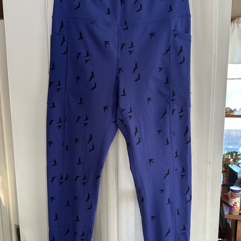 Blue Kids Leggings with Bird Print